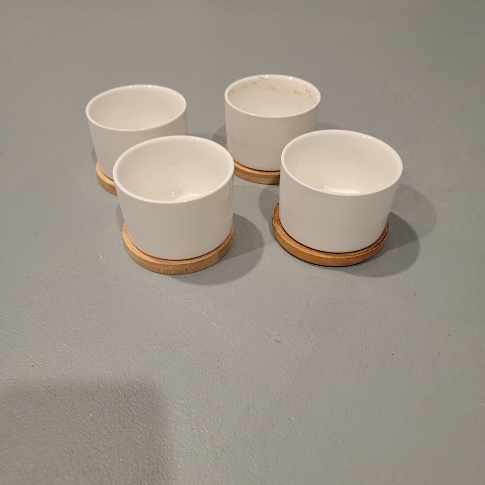 Set of 4 - Succulent Pots. 2-1/2" diameter by 1-1/2" tall.  Exc. Condition!